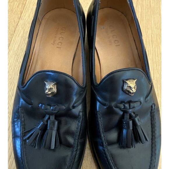 Gucci Men's Tassel Lion Loafers Size US7.5 Black - Picture 2 of 11